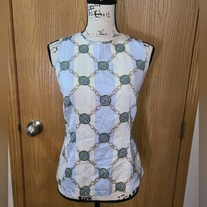 Tommy Hilfiger Golf Nautical Compass Chain Print Striped Preppy Tank Top